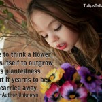 "I like to think a flower opens itself to outgrow its plantedness. That it yearns to be carried away. ~Author Unknown"
